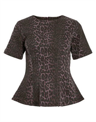 ViChia Sinched Waist Bluse - Fig Leopard 